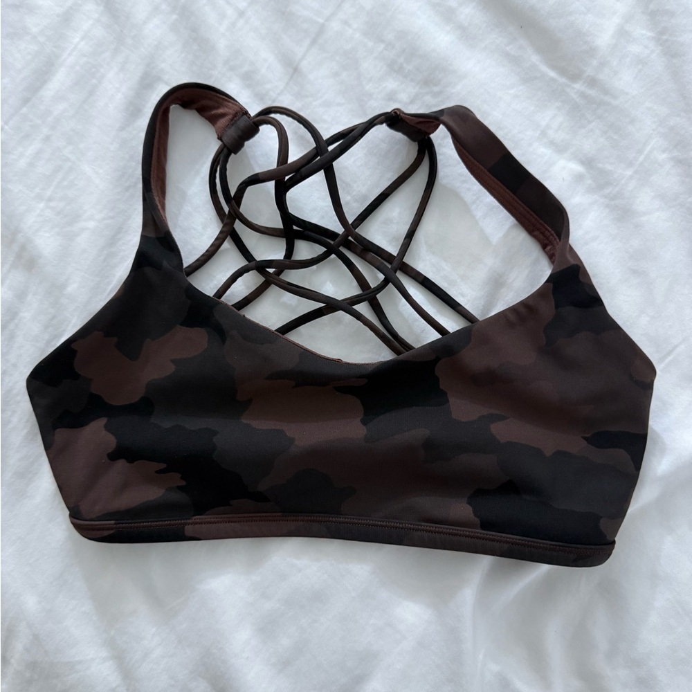 lululemon athletica Brown Camo Strappy Sports Bra